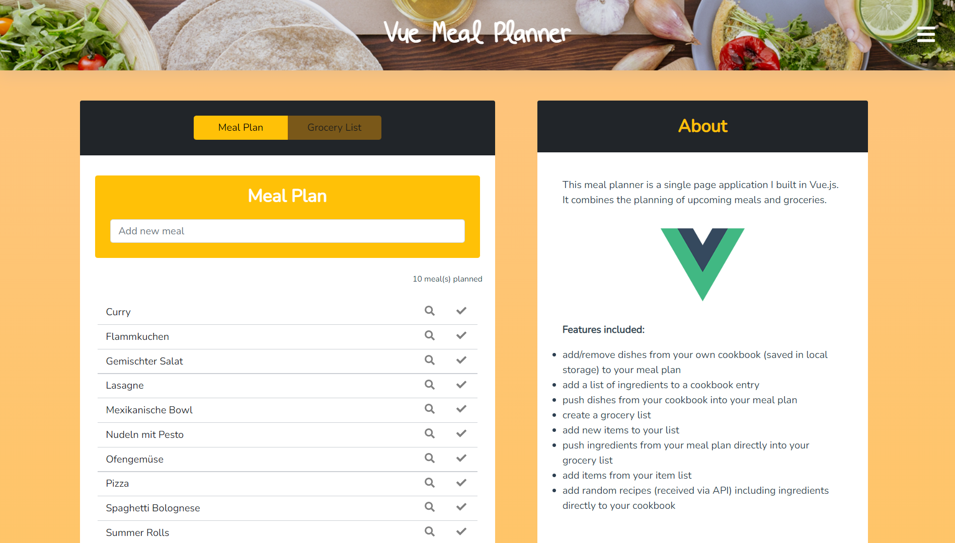 screenshot mealplanner