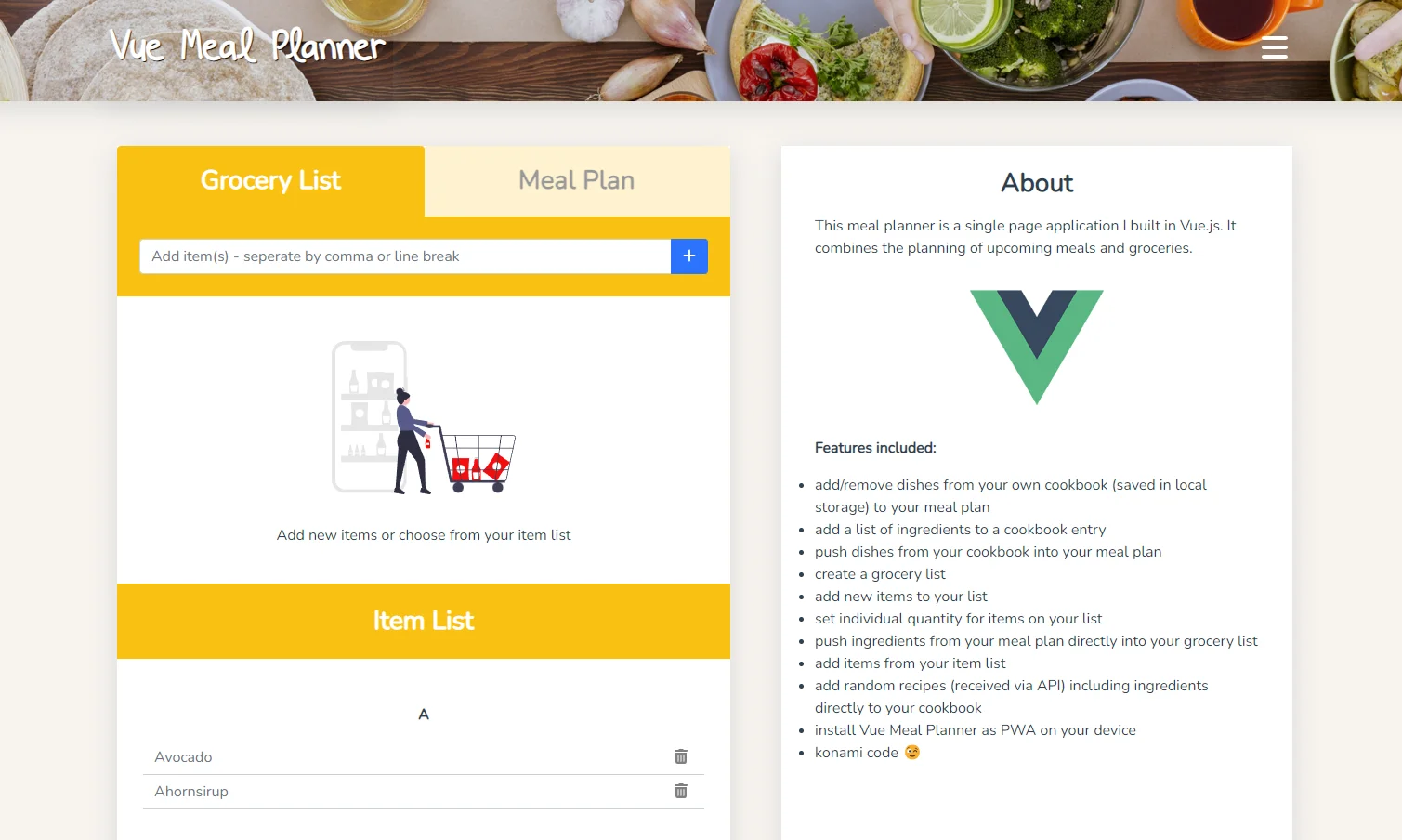 screenshot mealplanner